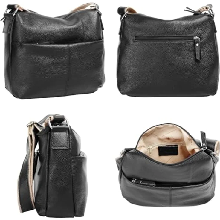 Samantha Look Umhängetasche, echtes Leder, Made in Italy, 24 cm x 26 cm, verstellbarer Schultergurt – Bild 2