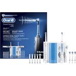 Oral-B Smart 5000 Elektrische Zahnbürste mit OxyJet Munddusche, 6 Aufsteckbürsten, 4 Ersatzdüsen, Set für Zahnreinigung und Zahnpflege, Geschenk Mann/Frau, Designed by Braun, weiß