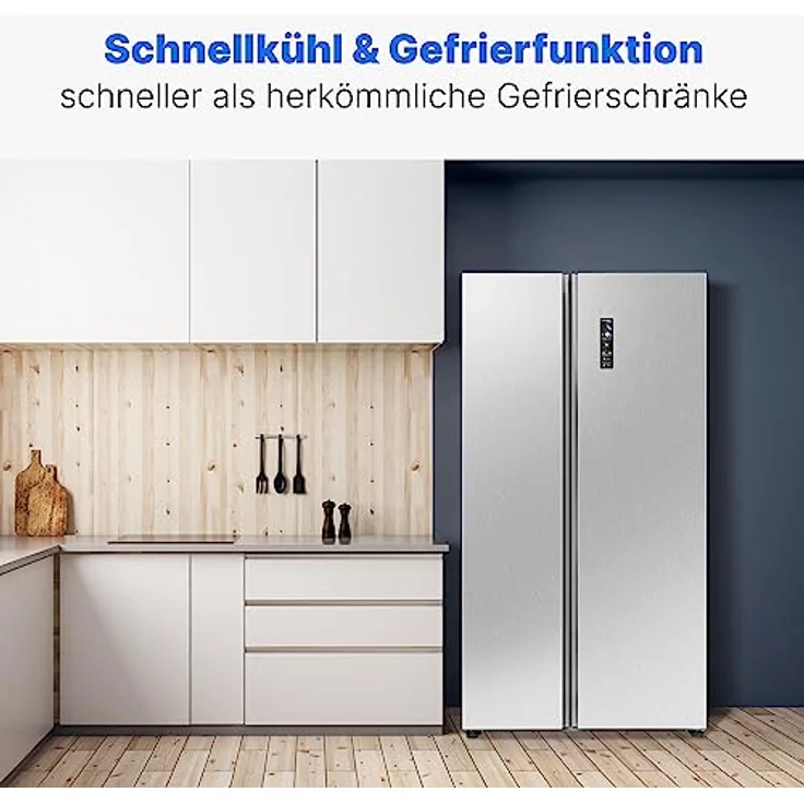 Bomann® Side by Side Kühl Gefrierkombination mit Total No Frost und 442L Nutzinhalt, Kühlschrank Side by Side mit MultiAirflow-Technologie, Verbrauch 287 kWh/Jahr - 177x90x59cm - SBS 7344 inox – Bild 5