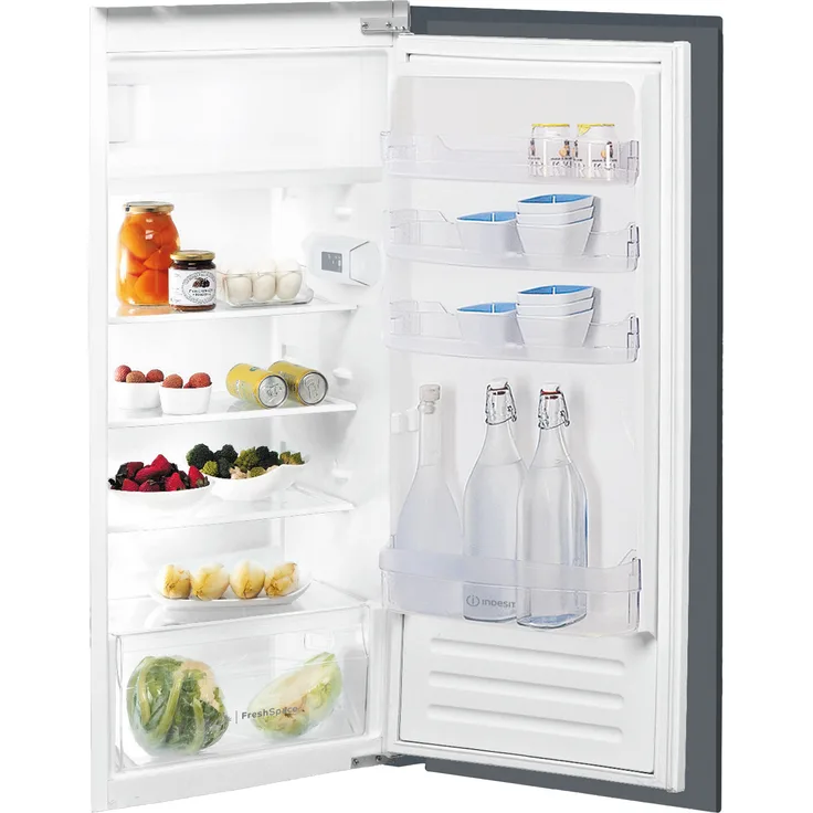 Indesit Einbau-Kühlschrank 189 L LED Inox Glas Ablagen IBC 12BC21R, 4-Sterne-Kennzeichnung, erweiterte gemäßigte/tropische Klimaklasse