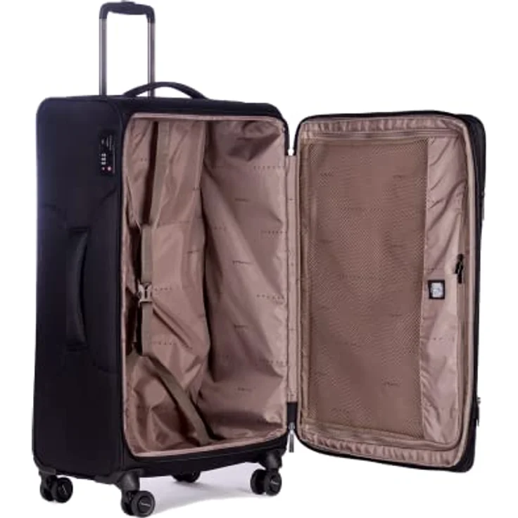 Stratic Light + Koffer Weichschale Reisekoffer Trolley Rollkoffer groß, TSA Kofferschloss, 4 Rollen, Erweiterbar, Größe L, Schwarz – Bild 5