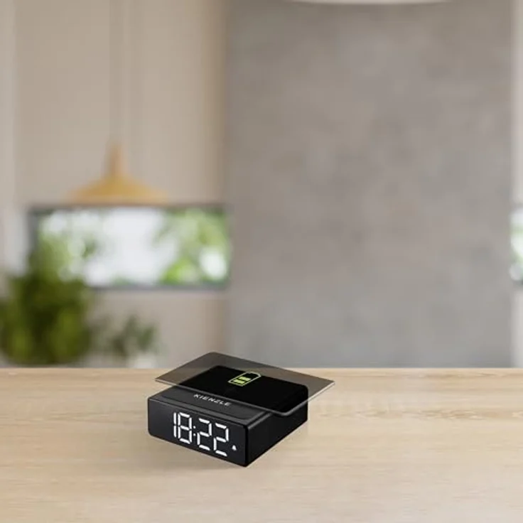 Kienzle Digitaler Wecker mit kabelloser Ladestation, 2 Weckzeiten, Schlummerfunktion, Quick Charge, Helligkeitsregelung – Bild 3