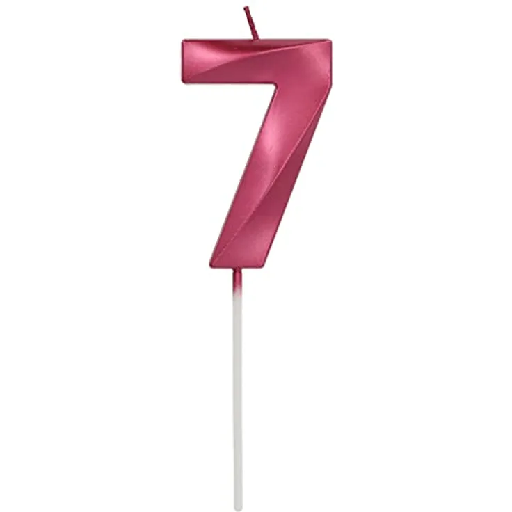 Folat 18887 - Kerze für Kuchen Glamour Vibes Red - ca. 10 cm hoch - Zahl 7