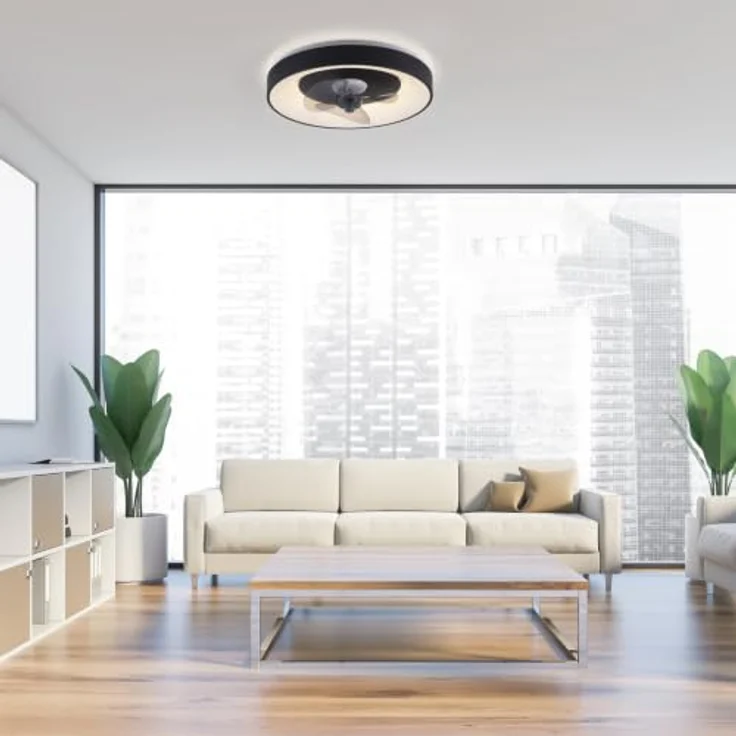 Just Light Venika LED Deckenlampe mit Deckenventilator, Fernbedienung, warmweiß-kaltweiß, schwarz, Timer und Memoryfunktion – Bild 2