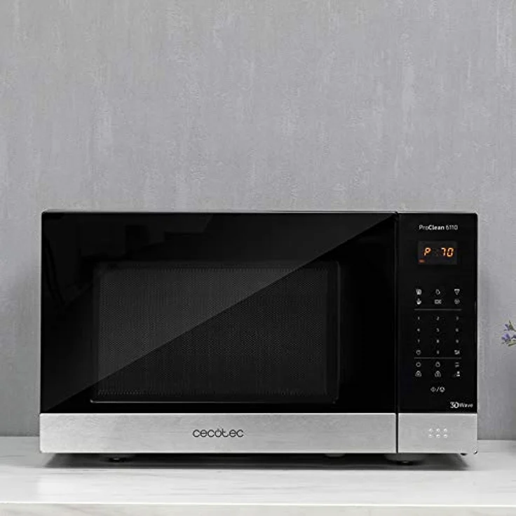 Cecotec 1537 Mikrowelle mit Grill, Standgerät, 23 Liter Garraum, 800 Watt, silber, schwarz – Bild 6