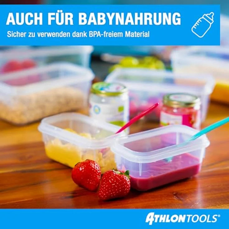 ATHLON TOOLS 4x 3L Frischhaltedosen-Set, Gastro-Qualität, 100% luftdicht, auslaufsicher, BPA-frei, stapelbar, spülmaschinen- und mikrowellengeeignet – Bild 5