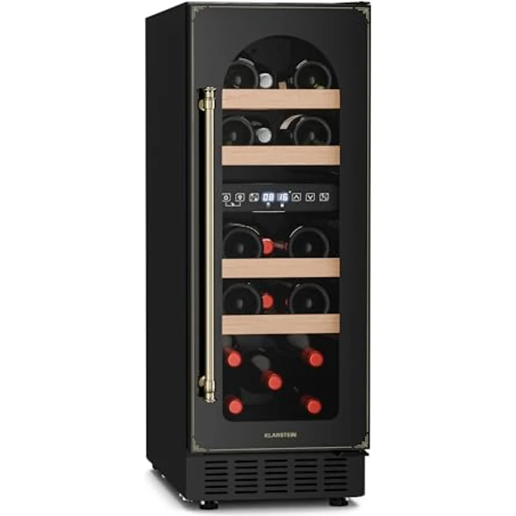 Klarstein Vinovilla 17 Built-in Duo Vilhelmine Edition Weinkühlschrank, Einbau, schwarz antik-Gold-Metallic, 17 Flaschen, Glastür, Energieklasse F – Bild 2