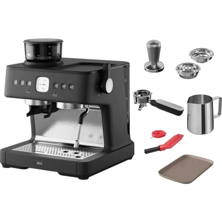 AEG EC8-1-8BP, Siebträgermaschine mit Dual Thermoblock, 30 Mahlstufen, antistatischer Mühle – Bild 4