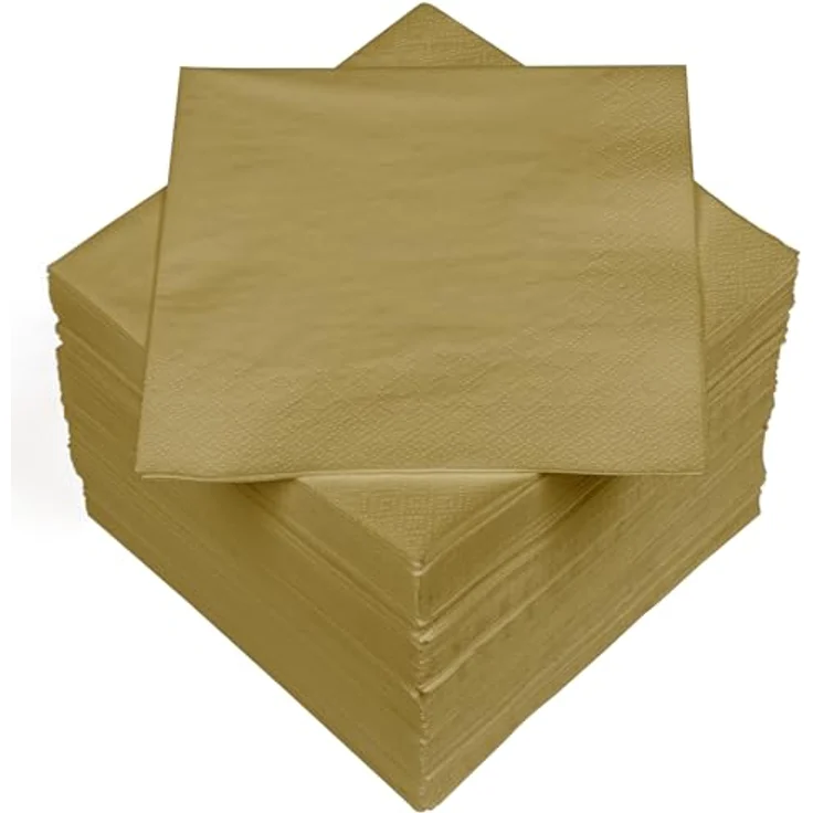 HEKU 100 einfarbige Servietten, 3-lagig, 33x33cm, hoch saugfähig, gold, 5er-Packung für Veranstaltungen & Gastronomie – Bild 1