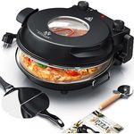 KESSER® Pizza-Ofen elektrisch bis 400 Grad | Elektrischer Pizzabäcker 1200W mit feuerfester Steinplatte & Timer Durchmesser 32cm | 5 Heizstufen & Sichtfenster | inkl. Pizzaschneider & Rezeptbuch