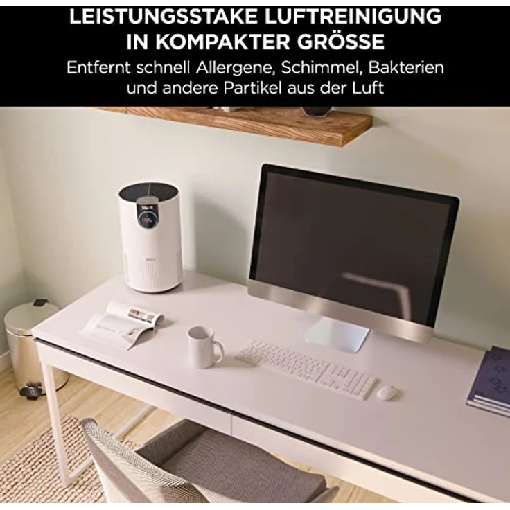 Shark HEPA Luftreiniger [HP100EU] Entfernt Allergene, Schimmel, Bakterien und Partikel, HEPA-Filter, automatische Luftqualitätsüberwachung, leise, weiß – Bild 4