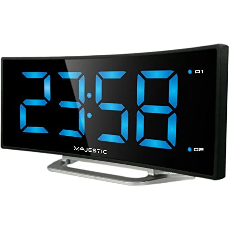 Majestic SVE 234 Wecker, 1.85" Jumbo LED-Display mit einstellbarer Helligkeit, Doppelalarm, schwarz – Bild 3