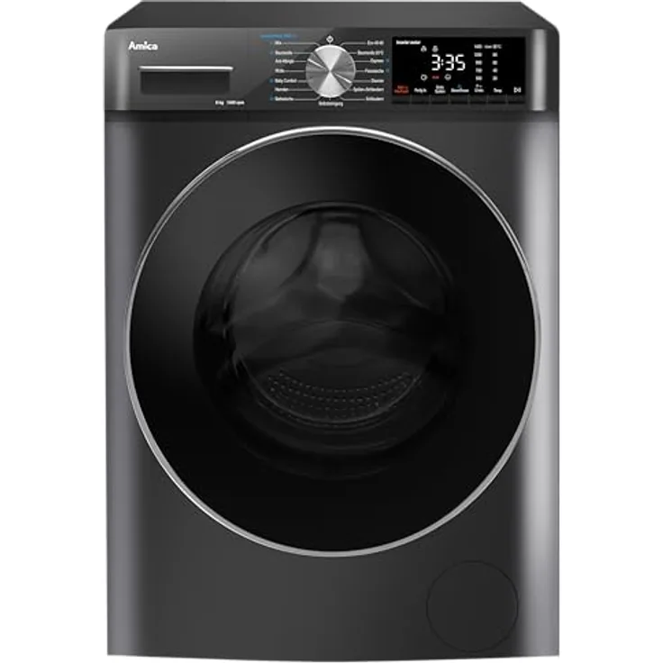 Amica WA 484 085 G Waschmaschine, dunkel Grau, 8,0 kg Fassungsvermögen, Energieeffizienzklasse A