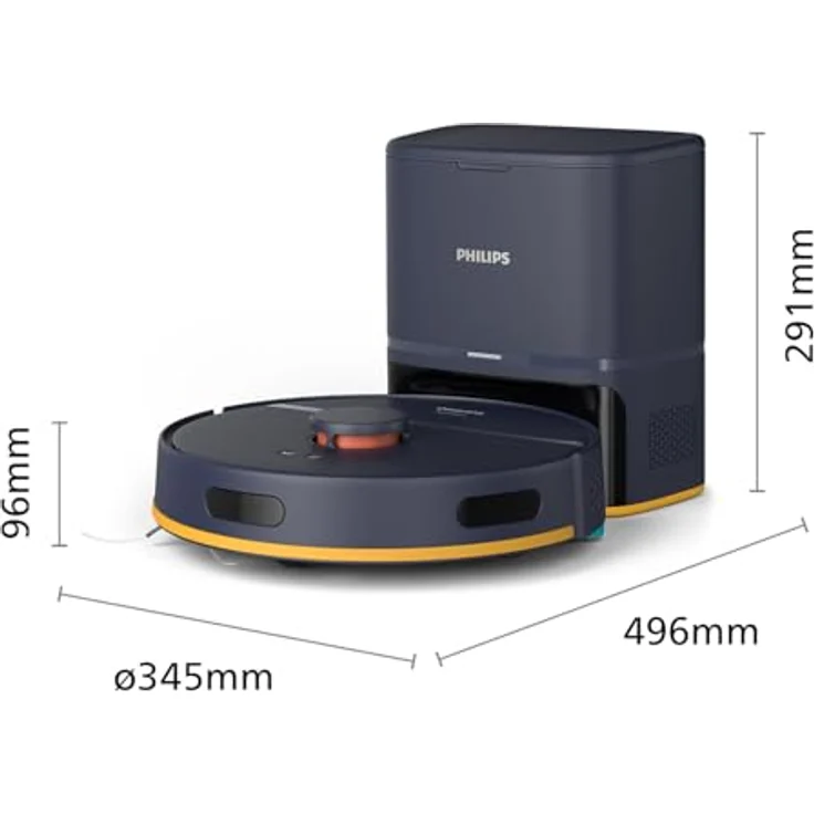 Philips Homerun Serie 2000: 2-in-1 Saug- und Wischroboter, 130 Minuten Laufzeit, Lasernavigation, Teppichboost, Absaugstation, App-gesteuert, Mitternachtsblau – Bild 3