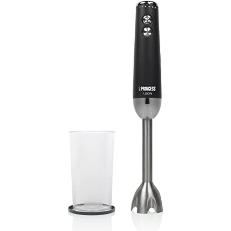 Princess Stabmixer - 1200 W - Edelstahlklingen - Einstellbare Geschwindigkeit & Turbofunktion – Messbecher - 221229