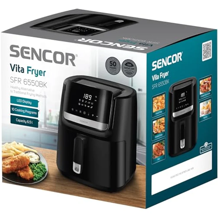 SENCOR Air Fryer SFR 6550BK, Heißluftfritteuse mit 6,5L Fassungsvermögen – Bild 2