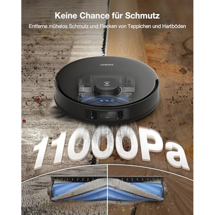 ECOVACS DEEBOT T30S PRO Saugroboter mit Wischfunktion, 11.000 Pa, ZeroTangle Technologie, 70°C heißes Wasser Wischen beim Waschen, TruEdge™ Adaptives Kantenwischen, AI-Hindernisvermeidung – Bild 2