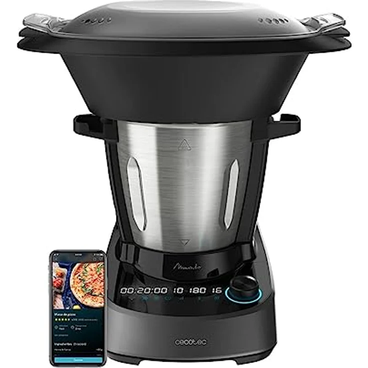 Cecotec Mambo 11090 Multifunktions-Küchenmaschine, 1600 W, 37 Funktionen, APP, Waage und Krug 3, Liter Edelstahl, geeignet für Spülmaschine, Rezept Zubehör, 4341, Schwarz – Bild 1