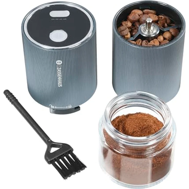 ZASSENHAUS elektrische Kaffeemühle MASTER USB | Coffee Grinder Edelstahl mit einstellbarem Mahlwerk | Espressomühle mit Akku, Grau – Bild 5