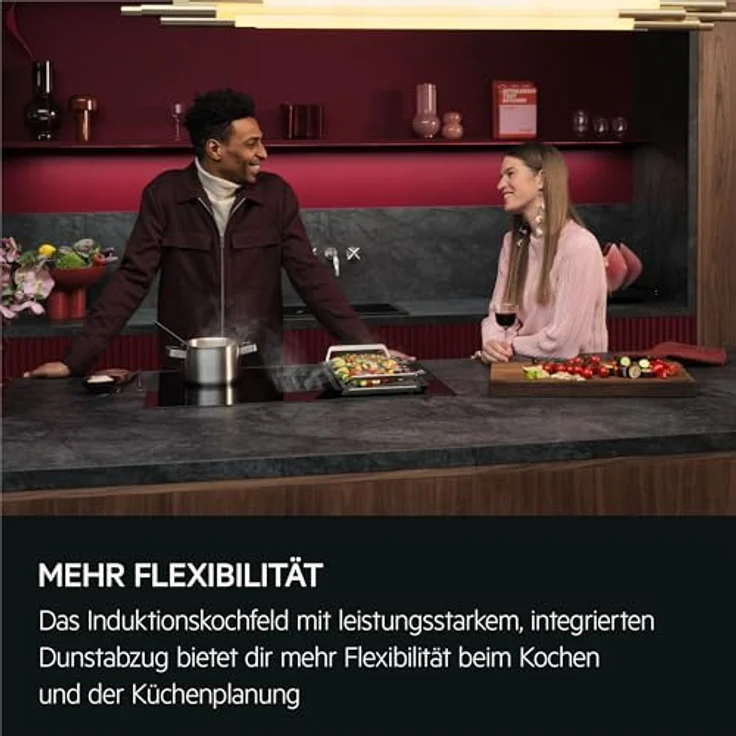 AEG Induktionskochfeld autark 80cm mit Dunstabzug in Schwarz – Made in Germany – 4 Flex-Kochzonen mit Bridge – Auto-Funktion des Dunstabzugs – Aktivkohlefilter – TH84CB0FRB – Bild 4