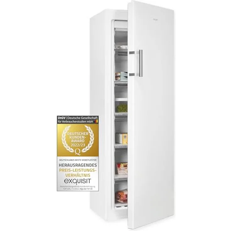 Exquisit Gefrierschrank GS5271-NF-H-010D weiss | No Frost | Nutzinhalt: 194 L | Temperaturregelung | Alarm