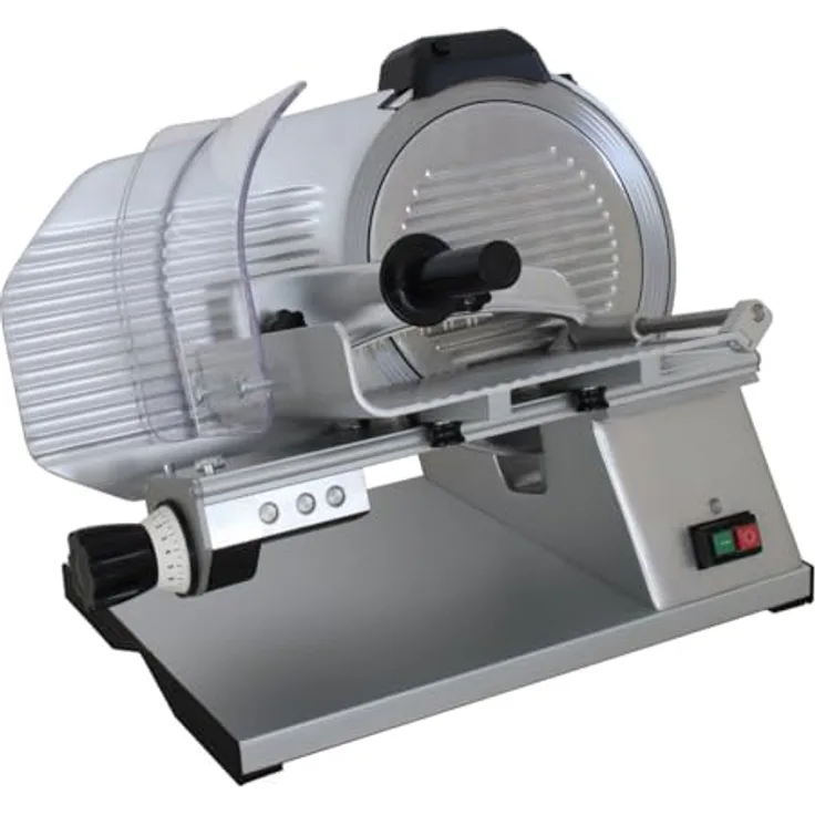 Celme PRO-300 Aufschnittmaschine, 300 mm Klinge aus antihaftbeschichtetem Edelstahl, robuster Silberguss, kompakte Maße 40 x 60 x 42 cm