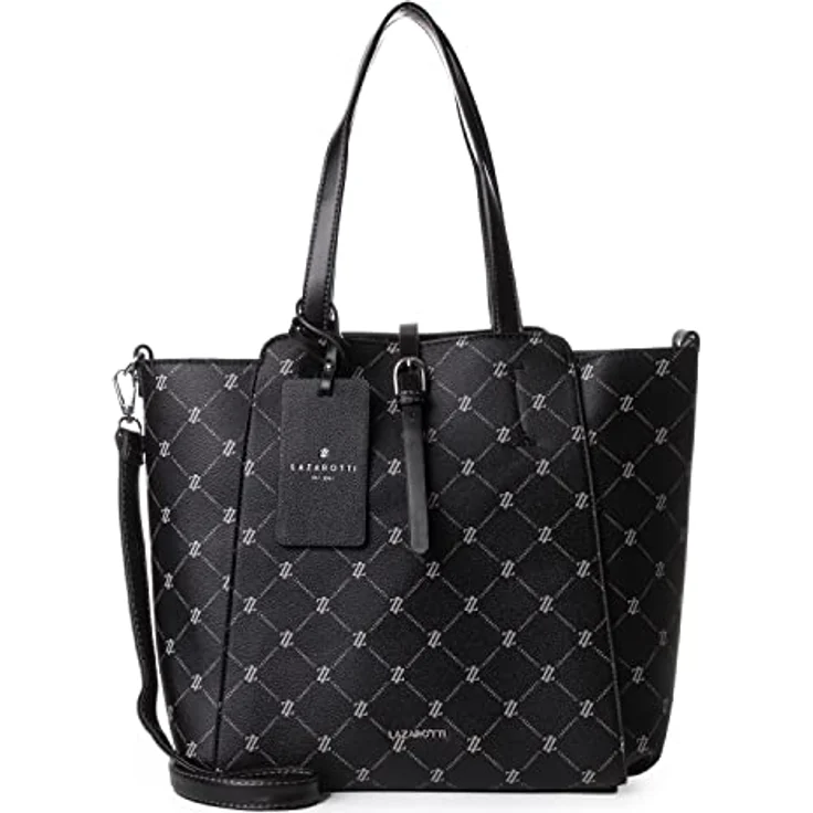 Lazarotti Palermo Handtasche 34 cm, schwarz, 100% Kunstleder, Henkeltasche – Bild 1