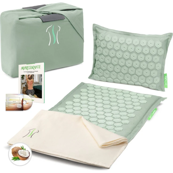 BACKLAxx® Akupressurmatte "Original" aus Halbleinen und Naturmaterialien, 10.272 Spitzen, grün – Bild 1