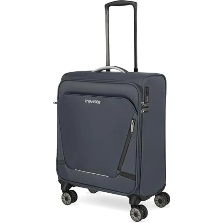 Travelite JETPACK Handgepäck Koffer, kompaktes Weichgepäck mit 4 Rollen, integriertes Zahlenschloss, 55x40x23 cm, 41 l, Anthrazit – Bild 1