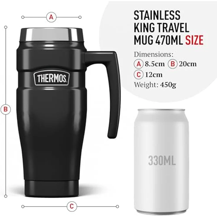 Edelstahl King Thermobecher, Gun Metall, 470 ml – Bild 9