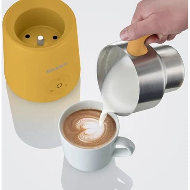 Severin Milchaufschäumer SPUMA LITE SM 3597, 500 W, kaltes & warmes Aufschäumen, Schoko-Funktion, geeignet für vegane Milch, gelb – Bild 2