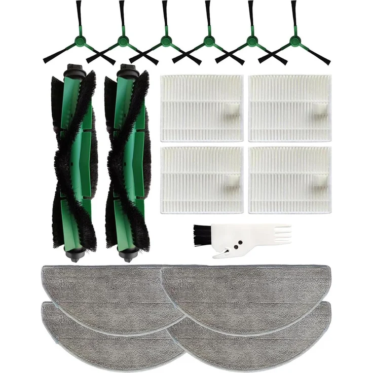 Verco 17er iRobot Combo Y0112 Ersatz Teile Seiten Bürste Filter Wisch Mopp Zubehör, inkl. Ersatzfilter und Hochleistungsbürsten