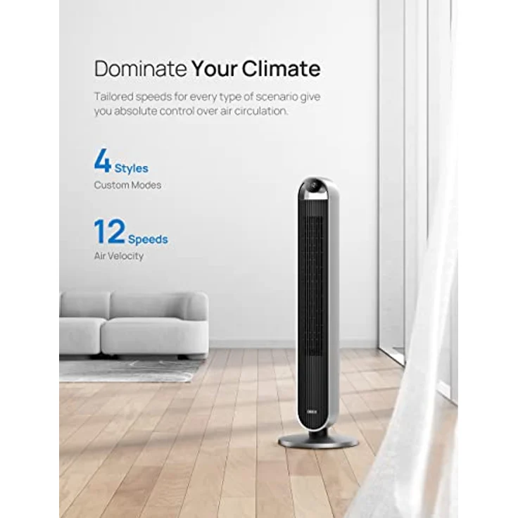 Dreo Pilot Max S Smart Turmventilator, leise 25dB, WiFi Alexa, 120° Oszillation, 12 Stufen – Bild 3