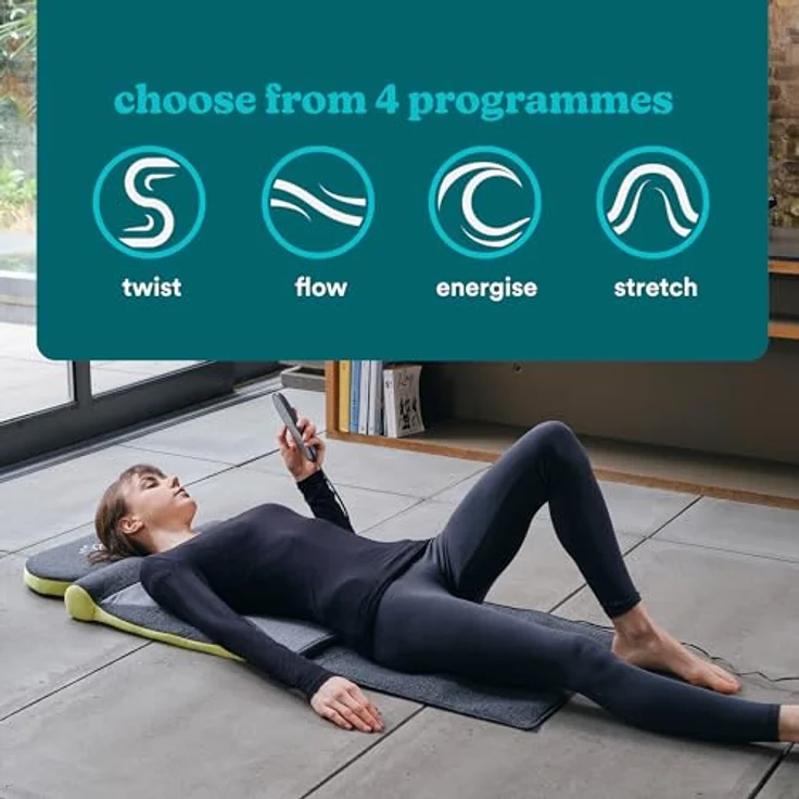 HoMedics Stretch Stretchingmatte XS inspiriert durch Yoga - Fernbedienung, einstellbare Intensität, vorprogrammierte Yoga/Stretchmatte für Rücken, Schultern, Hüften, faltbar mit Stützkissen - Grau – Bild 3