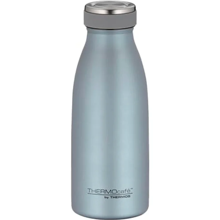 THERMOcafé by THERMOS TC BOTTLE, Isolierflasche aus Edelstahl, kohlensäurefest, 0,35l, ice blue mat, 12h heiß, 24h kalt, auslaufsicher für Schule, Unterwegs & Büro – Bild 1