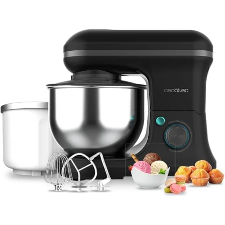 Cecotec Rühr- und Knetmaschine Cecomixer Merengue 5L 1200 Ice-Cream Schwarz. 1200 W, 5-Liter-Schüssel aus Edelstahl und Zubehör zum Schlagen und Kneten, inklusive Funktion zum Eiscreme machen – Bild 1