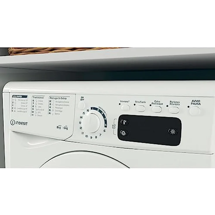 Indesit EWDE 861483 W IT N, Waschtrockner, Freistehend, Frontlader, 8 kg Waschkapazität, 6 kg Trockenkapazität, Weiß, mit Schnellprogrammen – Bild 8