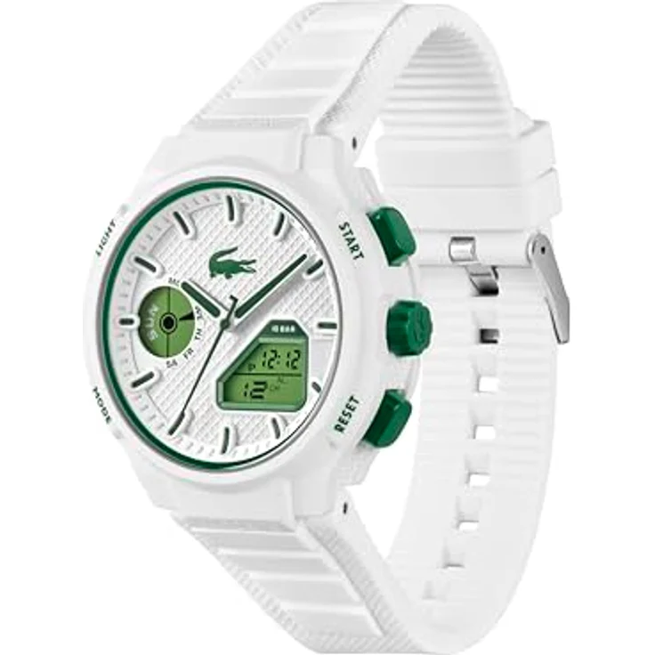 Lacoste Quarzuhr LC33 2011364, Herrenuhr mit analogen und digitalen Funktionen, weißen Silikonarmband, wasserdicht bis 10 bar – Bild 4