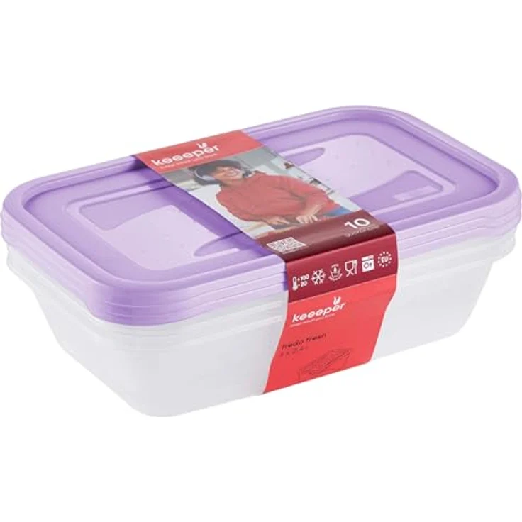 keeeper fredo fresh Frischhaltedosenset, 3-teilig, 3 x 2,4 l, lebensmittelecht, violett – Bild 1