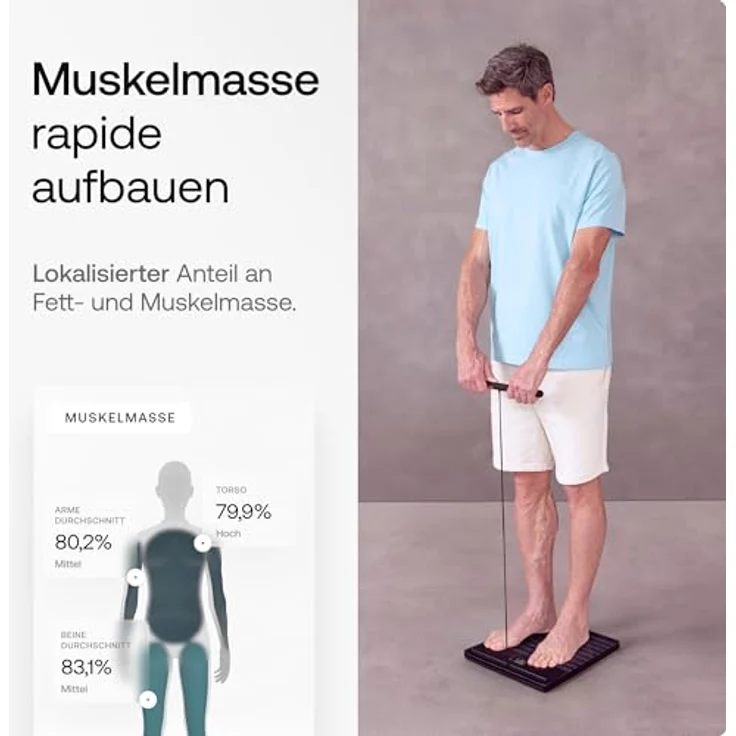 WITHINGS Body Scan - Digitale Personenwaage mit segmentaler Körperanalyse und 6-Kanal-EKG, Smart Waage zur Messung von Körperfett, Muskelmasse und Viszeralfett, Android & iOS Kompatibel – Bild 2