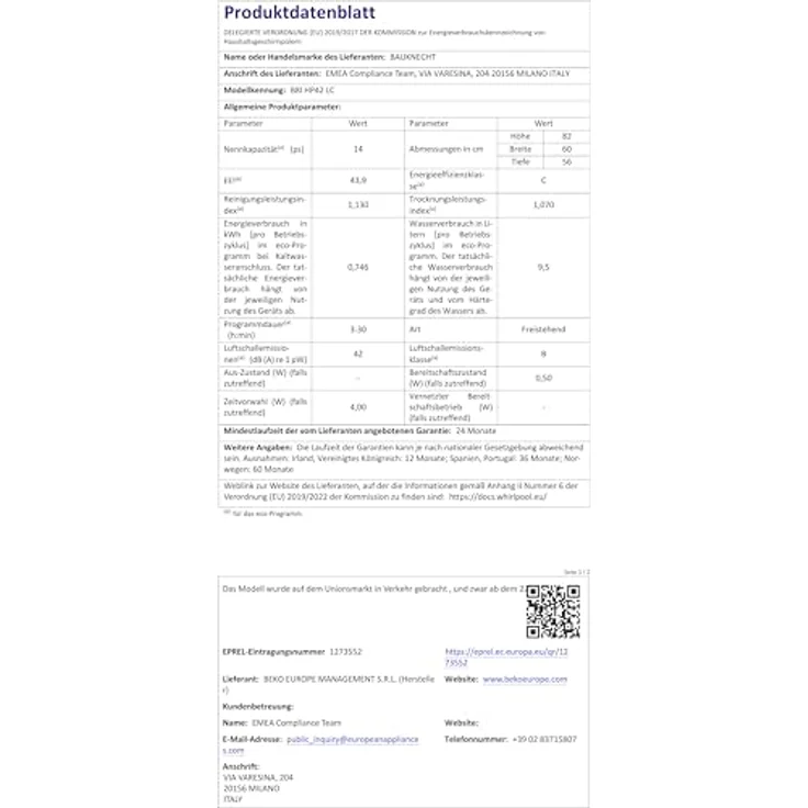 Bauknecht B8I HP42 LC, vollintegrierbarer Geschirrspüler mit MaxiSpace und NaturalDry, Energieeffizienzklasse C, 42 dB – Bild 22
