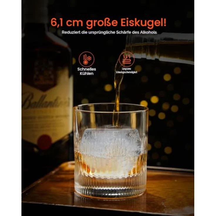 VEVOR Eispresse Eiskugelformer Set 65 mm, Luftfahrt-Aluminium, inklusive Zange & Abtropfschale, Diamond Eisballmaker für Whisky und Cocktails – Bild 5