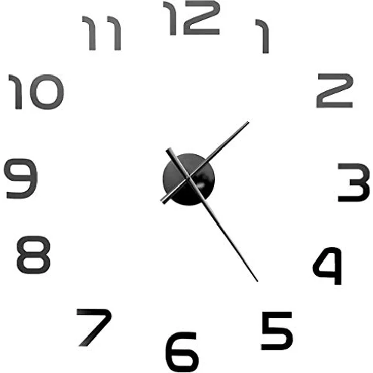 vidaXL 3D Wanduhr Modernes Design 100cm XXL Schwarz Deko Wand Uhr Wandtattoo – Bild 3