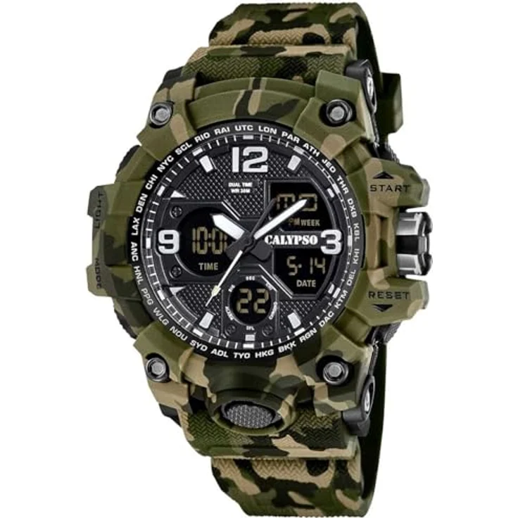 Calypso Sport Watch K5855/3, Herrenuhr Analog-Digital, Camouflage Grün Schwarz, Mutig – Bild 1