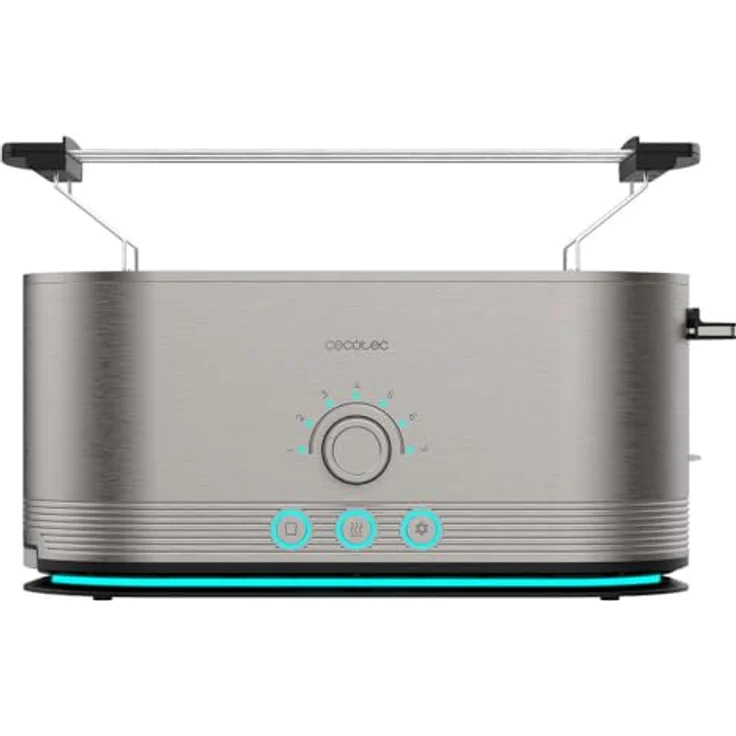 Cecotec Shine&Toast Extra Double, Vertikaler Toaster aus Edelstahl, 1400W, 4-Scheiben-Kapazität, 3,8 cm breite Schlitze, 7 Röststufen, Leuchtring – Bild 2