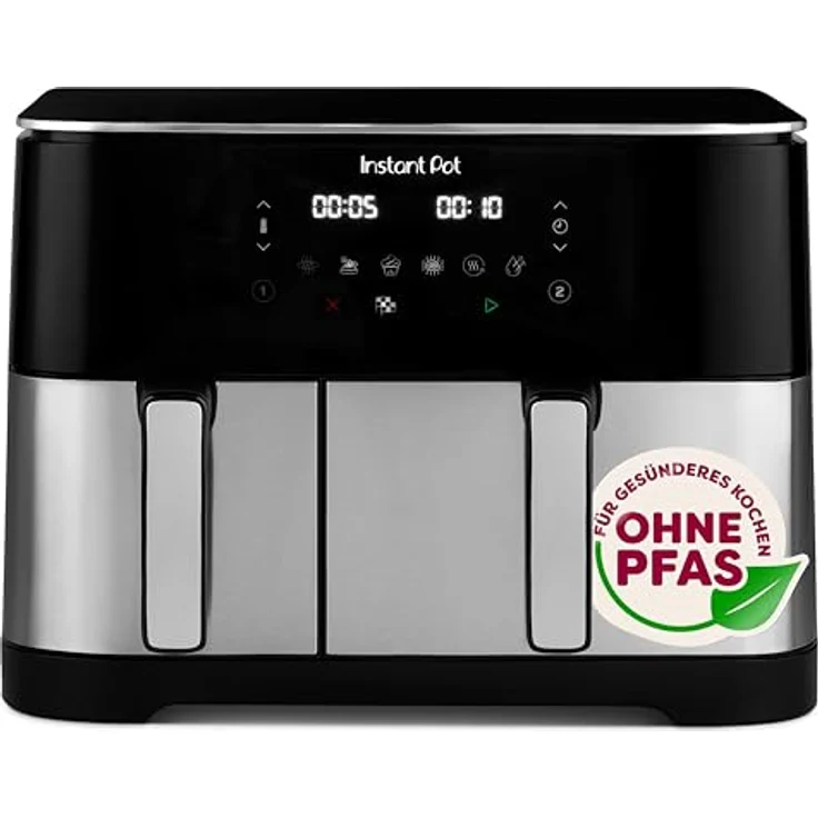 Instant Pot Vortex Dual Heißluftfritteuse, 11 l Edelstahl, Doppelgarbehälter, PFAS-frei, präzise Temperaturregelung – Bild 1
