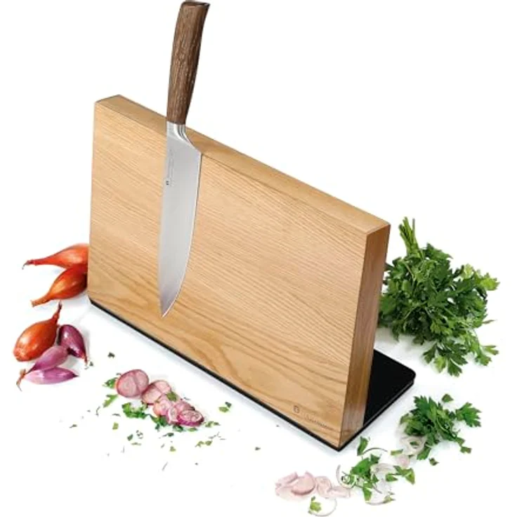 Zassenhaus Magnet-Messerblock STUDIO | Für 8 Messer | Eichenholz/Edelstahl, magnetisch, platzsparend | 36 × 12,5 × 23 cm – Bild 2