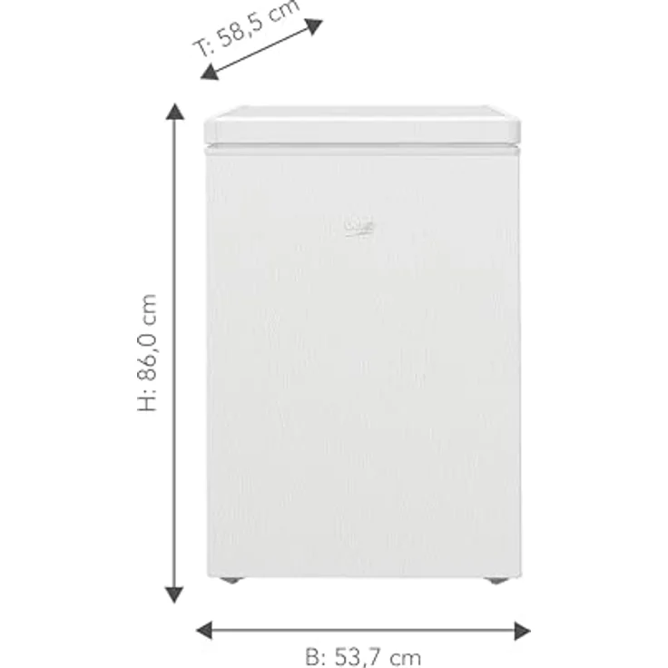 Beko HSM10440 b100 Gefriertruhe klein, MinFrost, Türalarm, 1 Gefriergutkorb, 104 l Nutzvolumen, nur 54 cm breit, leise (35 db(A)), Weiß – Bild 2