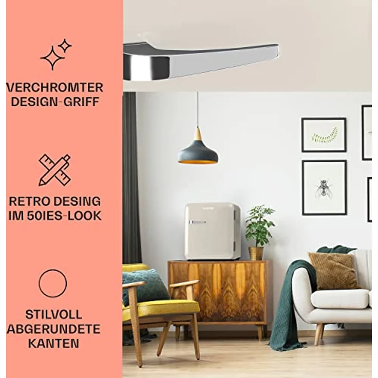 Klarstein Mini Kühlschrank für Zimmer, 48L Mini-Kühlschrank für Getränke & Kosmetik, Kleine Minibar, Kühlschrank Klein & Leise, Verstellbare Ablage, Kleiner Skincare Kühlschrank 0-10°C – Bild 3