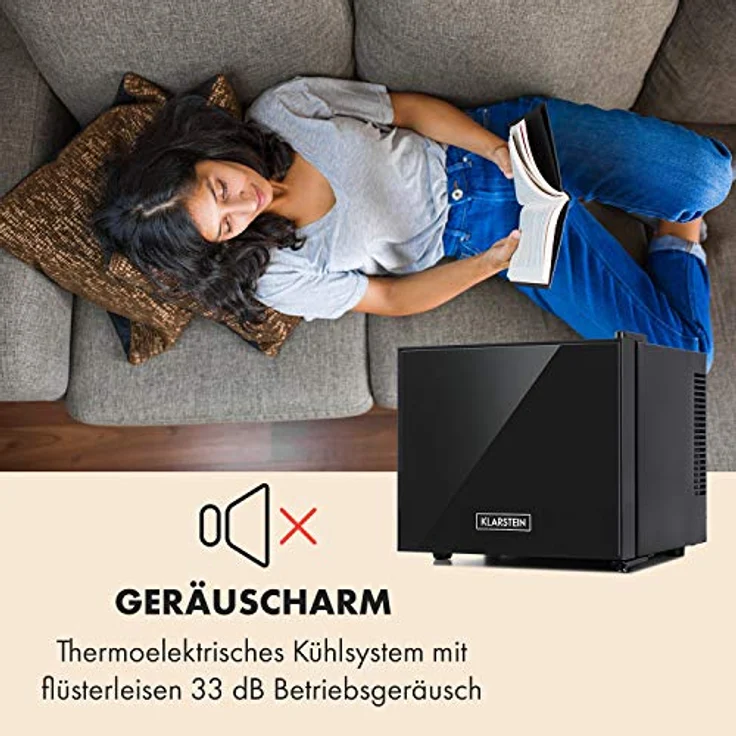 Klarstein Frosty Mini-Kühlschrank, 10 Liter, schwarz, mit Spiegelglastür, geräuscharm und stufenloser Temperatureinstellung 12-18 °C – Bild 4